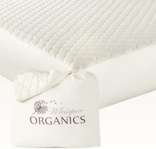 Whisper Organics, 100% Organic Cotton Mattress Pad - Breathable Cooling Quilted Fitted Mattress Protector Cover, Fair Trade, GOTS Certified- Ivory Color, 17" Deep Pocket (Cal King Bed Size)