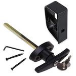 HauSun Shed Door Handle Lock Set 4-1/2" T Handle with 2 Keys and 2 Screws, 4-1/2" Stem for Shed, Gate, Barn, Garage, Playhouse, Chicken Coop Door Lock and More, Black (T Handle)