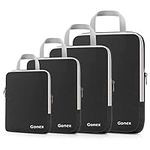 Gonex Compression Packing Cubes, 4pcs Expandable Storage Travel Luggage Bags Organizers(Black)