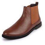 FAUSTO FST KI-101 TAN-41 Men's Tan High Ankle Slip On Outdoor Fashion Winter Chelsea Boots (7 UK)