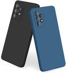 [2 Pack] Cases for Samsung Galaxy A52 Case, Galaxy A52s 5G Case, Stylish Silicone Slim Full-Body Protective Cover for Galaxy A52 / A52s Phone Case (Black+Navy Blue)