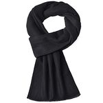 Men Scarves Thick Cashmere Scarf For Men's Warm Soft Wool Cold Weather Scarf For Winter Autumn (Black)