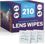 Care Touch Lens Wipes for Eyeglasses- 210 Count Individually Wrapped Pre- Moistened Wipes, 5 x 6 Inch- Camera Lens, Sunglasses and Glasses Cleaner,- Gentle and Portable for Cleaning of Optical Devices