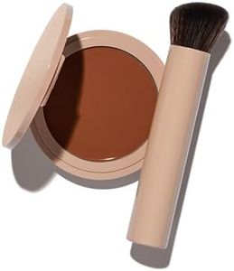 No Makeup Makeup Foundation + Brush Duo, Cream-Balm Formula Conceals, Corrects and Camouflages with Skin-Tone Adaptive Flexshade Technology, Buildable, Long-Lasting, Cruelty-Free, Vegan, Warm Deep