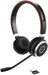 Jabra Evolve 65 Wireless Stereo On-Ear Headset – Microsoft Certified Headphones With Long-Lasting Battery – USB Bluetooth Adapter – Black