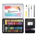 DazSpirit Watercolour Paint Set, 48 Colors in Portable Box with Watercolour Papers, Brushes, and Tools, Travel Watercolour Set Ideal for Artists, Hobbyists