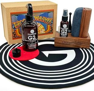 GrooveWasher Mondo Record & Stylus Care System | 9-in-1 Record Collection & Turntable Tool Kit, Vinyl Cleaning Kit Includes Beautiful Wood Handle, a Display Solution + Record & Stylus Cleaner Fluid