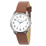 Ravel Plus - Extra Long Life Unisex Everyday Watch with Microfibre Leather Strap - Japanese Analogue Quartz - RP002L - Brown/Silver Tone