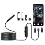 JSE Endoscope Camera with Lights, 1920P HD & IP67 Waterproof Borescope, Semi-Rigid 16.4FT Cable, 8 LED Lights, Inspection Camera for iPhone, Android, iPad