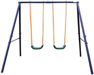 Heavy-Duty Swing Set,Two Seats A-Frame Metal Swing Set,Outdoor Backyard Playground Swing Set for Kids, Toddlers，Sturdy and Stable, Easy to Assemble