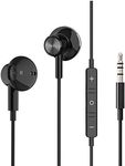 Wired Earbuds Noise Isolating In-Ear Headphones Earphones with Mic Volume Control 3.5mm Plug for Sports Workout Compatible with Cell Phones Android Samsung Galaxy Moto Tablets Laptops Computer (Black)