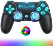 Gamrombo Wireless Controller for PS4, Black Custom Design with RGB Light,1000mAh Battery and 3.5mm Audio Jack, V2 Gamepad Joystick Compatible with PS4/Slim/Pro and PC