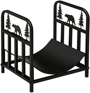 Outsunny Firewood Rack with Fireplace Tools, Indoor Outdoor Firewood Holder, Curved Bottom with 1 Tier for Fireplace, Wood Stove, Hearth or Fire Pit, Black