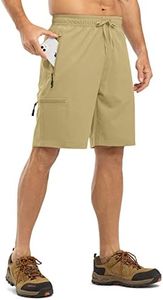 TBMPOY Men's Hiking Shorts with 5 Zip Pockets 9'' Lightweight Outdoor Work Athletic Short for Men Travel Running, Khaki, 3X-Large