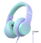 iClever HS19 Kids Headphones with Microphone, Volume Limiter 85/94dB, Over Ear Girls Boys Headphones for Kids with Shareport, Foldable Wired Headphone for School/Travel