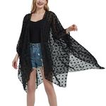 Women's Beach Long Swimwear Cover Up Swiss Dot Chiffon Kimono Cardigan Swimsuit