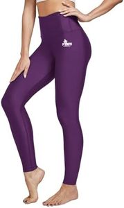 FitsT4 Women's Swimming Leggings High Waisted Swim Pants Full Length Swimming Tights Sun Protective Purple 3XL