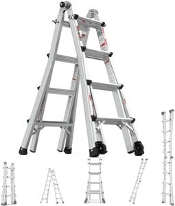 Extension Ladder with Wheels,22 FT Aluminum Multi Position Ladder,Portability Adjustable Telescoping Ladder for Home,Maintenance Man,Outdoor Work,Cleaner,Warehouse