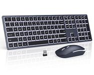 seenda Wireless Backlit Keyboard and Mouse Combo, 2.4G USB Silent Keyboard and Mouse Rechargeable Full-Size Ultra Slim Keyboard & Mouse Set for Windows PC Computer, Laptop, Desktop