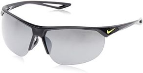 Nike Golf Cross Trainer Sunglasses, Black/Volt Frame, Grey with Silver Flash Lens