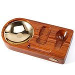 Tobacco Pipe Ash Tray ​- Wooden Tobacco Pipe Stand Rack & Cigar Ashtray for Indoor, Outdoor, Patio, Home & Office Use - Pipe & Cigar Ashtray Gift for Men