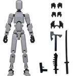 Ketsicart Action Figures Titan 13, 3D Printed Multi-Joint Movable Robot, T13 Lucky Action Figure, Dummy Robot Action 13, Desk Decoration Creative Robots, Nova 13 Mechanical Doll (Grey)