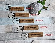 Personalised Any Text Engraved Wooden Keyrings Keychain For Hotel Roomkey Airbnb