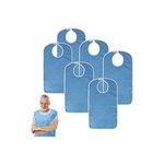 6PK Adult Bibs for Eating, Waterproof Clothing Protector with Premium Terry Cloth, Senior Adult Bibs for Man Woman Eating Clothing, Washable and Reusable, Blue