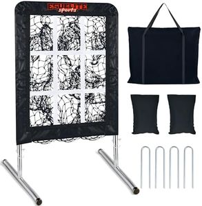 9 Hole Pitching Net with Strike Zone, Baseball Pitching Target, Softball Pitching Net, Portable Pitcher Training Equipment Height Adjustable（Silver）