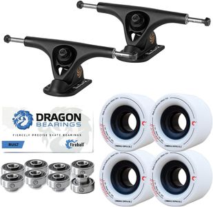 Paris V2 50° Longboard Skateboard Trucks Bundle - Set of 2 Longboard Trucks with Tinder 60mm Longboard Wheels & Bearings for Cruising & Carving (White, 180mm / 65mm)