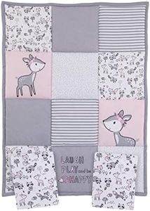 Nojo Little Love by Sweet Deer, Grey, Pink, White 3Piece Nursery Mini Crib Bedding Set with Comforter, 2 Fitted Mini Crib Sheets, Pink, Grey, White, Charcoal