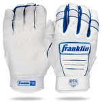 Franklin Sports USA Women's Softball Batting Gloves - CFX Pro Fastpitch + Girls Batting Gloves - Adult + Youth Batting Gloves Pairs - White + Royal Blue - Adult S