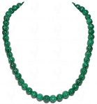 Gehna Jaipur Emerald Gemstone Melon Shaped Round Bead Necklace