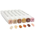 6 Colors Skin Tone Alcohol Markers, Wood, Earth Colors Dual Tips Alcohol Based Art Markers Drawing Sketched Double Tipped Markers for Adults Beginner (Skin Tone)