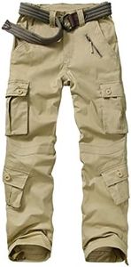 Raroauf Women's Causal Cotton Cargo Pants Military Combat Workwear Capri Pants with 8 Pockets, Khaki, 12