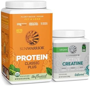 Sunwarrior Vegan Protein Powder | Unflavored, 30 Servings & Creatine Monohydrate Powder | Unflavored, 60 Servings