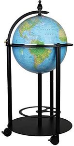 Empire Illuminated Bar Globe 16" diameter Blue Ocean Topographical/Political map with up to date cartography, Made in USA. This Illuminated Bar Globe sets itself apart from other bar globes in many ways. It has an up to date topographical map on outside surface, and once illuminated, it shows up to date political map on inside surface. The globe ball also features a raised relief texture that accentuates mountainous terrain. The globe is illuminated by safe and reliable LED lights.