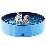 Paddling Pool for Pets and Kids,(M: 80 x 20 cm) Foldable Dog Swimming Pool PVC Non-Slip Bathing Tub Sturdy Children Pet Dog Paddling Bathing Pool for Garden Patio Bathroom