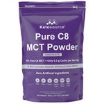 Pure C8 MCT Powder | 500g Pouch | 4X Ketone Boost vs Other MCT Oils | Zero Carbs | Mixes Easily | Keto Coffee Creamer | Vegan Safe Gluten Free | Zero Artificial Ingredients | Chocolate | Ketosource®