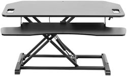 VIVO Extra Wide Corner Height Adjustable 95cm Stand up Desk Converter, Sit Stand Tabletop Dual Monitor and Laptop Riser Workstation, Black, DESK-V000KL