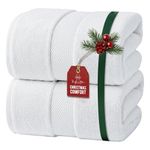 Infinitee Xclusives Premium Bath Sheets Set of 2 Extra Large Bath Towels (90x180cm), 100% Cotton Super Absorbent, Quick-Dry Bath Sheet for Hotel & Spa |Brilliant White|