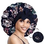 BONNET QUEEN Silk Bonnet Satin Bonnet Hair Bonnet for Sleeping Double Layer Bonnet Adjustable Satin Lined Bonnet Large Bonnet Tie Bonnet Night Sleeping Cap for Women Curly Hair Locs Braid