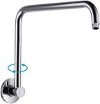 S Shape Rotatable Shower Extension Arm, High Rise Shower Head Extender Arm with Flange, Standard 1/2" Connection Bathroom Accessory(Chrome)