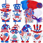 Winlyn 24 Sets Patriotic Craft Kits 4th of July Crafts DIY Gnome Ornaments Decorations Art Sets Foam Gnome Red White Blue USA Flag Star Patriotic Stickers for Kids Party Favor Classroom Activities