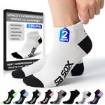 SB SOX Low Cut Athletic Socks – Compression Ankle Socks for Men & Women – 2 Pairs (US, Alpha, Large, Regular, Regular, White/Black)