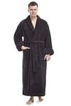 Arus Men's Shawl Long Fleece Robe, Turkish Bathrobe - Brown - Large/X-Large