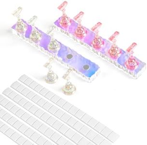 BQAN 2 Set Nail Holder for Painting Nails, Aurora Acrylic Nail Stand for Press on / Fake Nail Tips Training / Nails Display with 96 Pcs Reusable Adhesive Putty