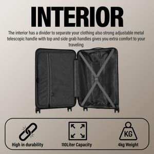 ATX Large ABS Suitcase – Gun Metal Hard Shell Luggage