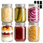 ComSaf Mason Jars with Lids 960ml/32oz 6 Pack, Airtight Pickling Jars for Homemade Preserving, Ferments and Pickles, Large Glass Jar with Lid for Family-Size Overnight Oats, Meal Prep and Food Storage
