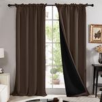 Deconovo Total Blackout Curtains, Rod Pocket Thermal Insulated Drapes for Bedroom, 2 Panels, 100% Light Blocking, Oeko-TEX Certified, Energy Saving, Brown, W52 x L95